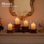 Hewory Hurricane Glass Candle Holder: 2PCS Rustic Brown Candle Holders for Pilla... - Image 7