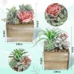 Der Rose 2 Pack Fake Plants Succulents Plants Artificial Cactus Plants in Wood P... - Image 4