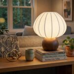 Mushroom Table Lamp, Metal Bedside Lamp with Stepless Dimming, Handcrafted Silk ... - Image 8