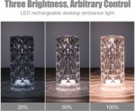 oneleaf Table Lamp Rose Crystal Modern LED Cordless,Rechargeable Battery Touch D... - Image 4