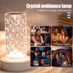 oneleaf Table Lamp Rose Crystal Modern LED Cordless,Rechargeable Battery Touch D... - Image 7