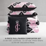 Juicy Couture Plush Reversible Queen Heart Logo 4-Piece Full/Queen Comforter Set... - Image 3