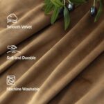 Velvet Curtains 84 Inch Length 2 Panels Set Gold Brown Light Blocking Thermal In... - Image 3