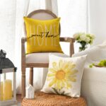 AVOIN colorlife Home Sweet Home Spring Summer Flowers Yellow Throw Pillow Covers... - Image 4