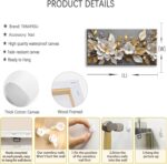 Large Living Floral Canvas Wall Art Gold White Plant Abstract Decor painting Pic... - Image 3