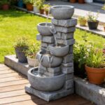 33.07'' H Cascading Bowl Water Fountain 5-Tier Stacked Stone Style Freestanding ... - Image 3