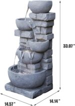 33.07'' H Cascading Bowl Water Fountain 5-Tier Stacked Stone Style Freestanding ... - Image 4