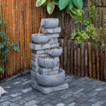 33.07'' H Cascading Bowl Water Fountain 5-Tier Stacked Stone Style Freestanding ... - Image 6