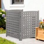 3-Panel Outdoor Air Conditioner Fence Screen, Outside Wood Privacy Fence, 32" W ... - Image 3