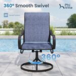 PHI VILLA 5 Piece Patio Dining Set with 4 Outdoor Swivel Dining Chairs & 1 Large... - Image 3