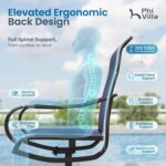 PHI VILLA 5 Piece Patio Dining Set with 4 Outdoor Swivel Dining Chairs & 1 Large... - Image 7