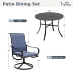 PHI VILLA 5 Piece Patio Dining Set with 4 Outdoor Swivel Dining Chairs & 1 Large... - Image 8