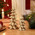 FESTGLOX Gold Christmas Tree Figurines, Small Resin Christmas Trees Home Decor, ... - Image 7