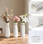 White Ceramic Vase,Modern Ceramic Vases Set of 3,White Tall Flower Vases for cen... - Image 4