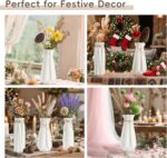 White Ceramic Vase,Modern Ceramic Vases Set of 3,White Tall Flower Vases for cen... - Image 9