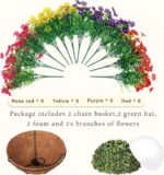 Senjie 2 Set Artificial Hanging Flowers with Basket for Outdoor Decor, UV Resist... - Image 4