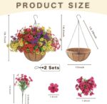 Senjie 2 Set Artificial Hanging Flowers with Basket for Outdoor Decor, UV Resist... - Image 5