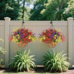 Senjie 2 Set Artificial Hanging Flowers with Basket for Outdoor Decor, UV Resist... - Image 7