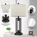 TOBUSA 26’’ Farmhouse Table Lamps for Living Room with Crystal Night Light Set o... - Image 5