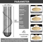 D40'' x H120'' Crystal Chandelier for Entryway High Ceiling Chandeliers Glam Cha... - Image 4