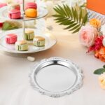 LOGOFUN 2pcs Vintage Iron Snack Tray Elegant Silver Dessert Plate Jewelry Holder... - Image 4