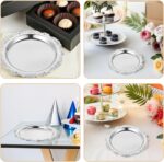 LOGOFUN 2pcs Vintage Iron Snack Tray Elegant Silver Dessert Plate Jewelry Holder... - Image 5