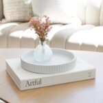 Decorative Concrete Tray & Book Decor Set - Scalloped Tray & Linen Box Enhance Y... - Image 4