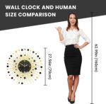 Large Wall Clock Battery Operated, Mid Century Decorative Wall Clock Modern Sile... - Image 5