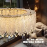Drum Chandelier for Dining Room,24-ihch Modern Gold Drum Glass Chandeliers,Luxur... - Image 3