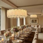 Drum Chandelier for Dining Room,24-ihch Modern Gold Drum Glass Chandeliers,Luxur... - Image 4