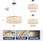 Drum Chandelier for Dining Room,24-ihch Modern Gold Drum Glass Chandeliers,Luxur... - Image 7