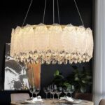 Drum Chandelier for Dining Room,24-ihch Modern Gold Drum Glass Chandeliers,Luxur... - Image 8