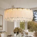 Drum Chandelier for Dining Room,24-ihch Modern Gold Drum Glass Chandeliers,Luxur... - Image 10