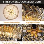 Modern Crystal Chandelier Gold,24" Round Crystals Chandeliers for Dining Room To... - Image 5