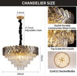 Modern Crystal Chandelier Gold,24" Round Crystals Chandeliers for Dining Room To... - Image 6