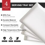 4-Pack Plastic 16" x 11" Large White Serving Trays Set - Reusable Serving Platte... - Image 5