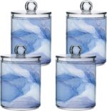 2 Pack Qtip Holder Dispenser Blue Marble Ink Modern Fluid Art (2) Bathroom Stora... - Image 3
