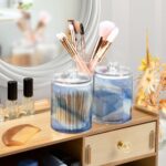 2 Pack Qtip Holder Dispenser Blue Marble Ink Modern Fluid Art (2) Bathroom Stora... - Image 6