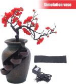 Tabletop Vase Waterfall Fountain 30x18x40 cm, Adjustable Water Pump & Simulated ... - Image 6