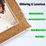 Enamel Picture Frames 4x6, 4 by 6 Gold Glittering Photo Frame with Real Glass & ... - Image 4