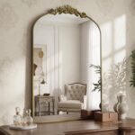 Arched Wall Mirror, 24" x 36" Vintage Carved Bathroom Mirror with Antique Bronze... - Image 3