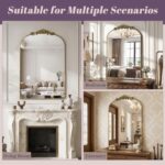 Arched Wall Mirror, 24" x 36" Vintage Carved Bathroom Mirror with Antique Bronze... - Image 6