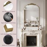 Arched Wall Mirror, 24" x 36" Vintage Carved Bathroom Mirror with Antique Bronze... - Image 8