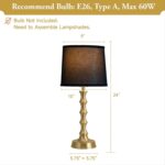 EUO 24" Gold Table Lamps Set of 2 with Black Shade, Modern Small Nightstand & En... - Image 3