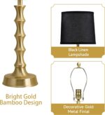 EUO 24" Gold Table Lamps Set of 2 with Black Shade, Modern Small Nightstand & En... - Image 4