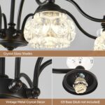 2 Tier Vintage Crystal Chandelier, 41-inch Black Victorian Chandelier 12-Light, ... - Image 4