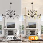 2 Tier Vintage Crystal Chandelier, 41-inch Black Victorian Chandelier 12-Light, ... - Image 5