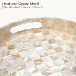 CHI AN HOME 12.6 Inch Capiz Shell Round Decorative Tray with Handles, Large Roun... - Image 3
