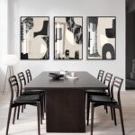QKF Modern Abstract Wall Art Large Geometric Black and White 3 Piece Canvas Pain... - Image 4
