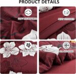 Luxudecor 7 Pieces Queen Size Comforter Set, Burgundy Floral Bed in a Bag Comfor... - Image 5
